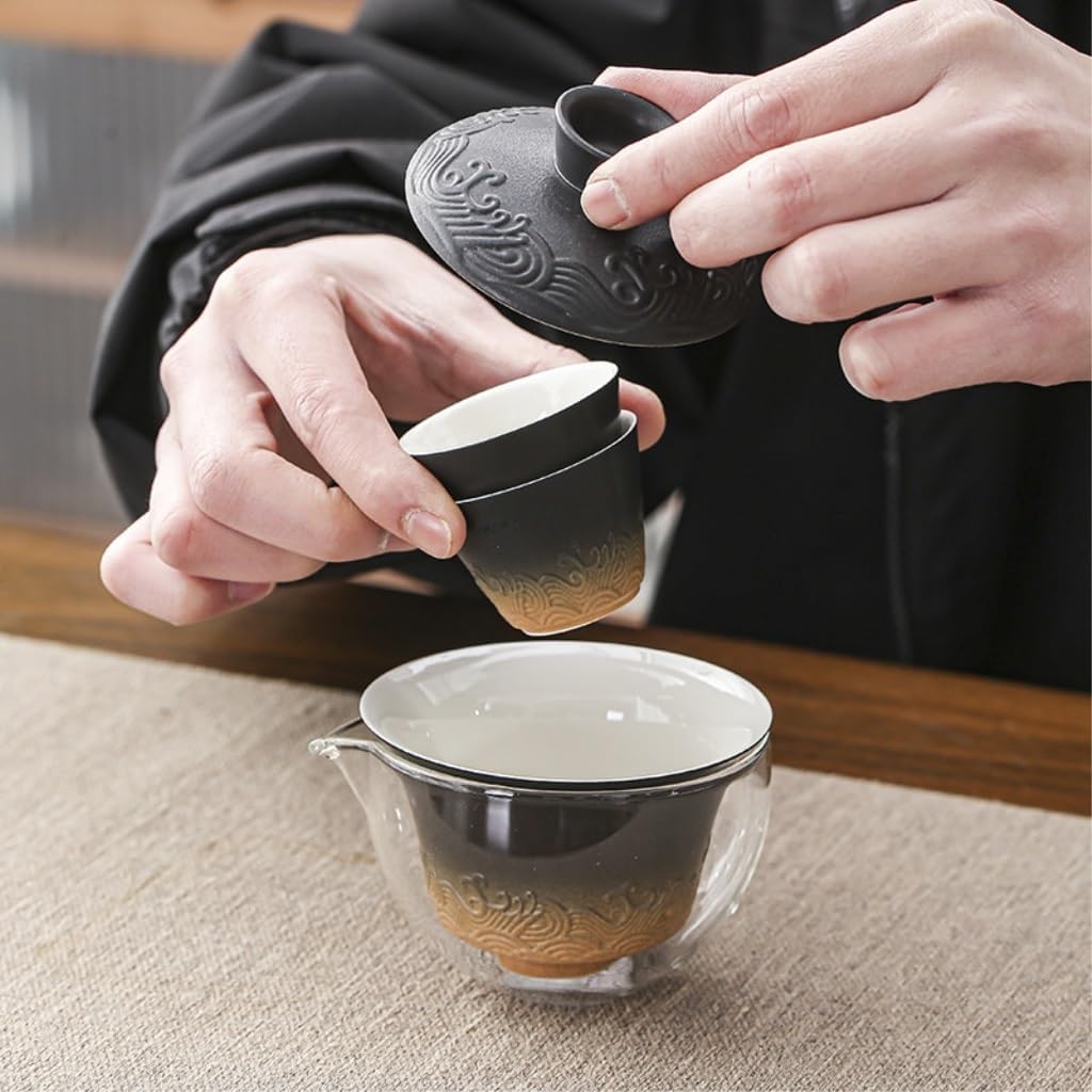 有田焼 萬右衛門 秋草手描き 蓋付き ペア夫婦湯呑茶碗＆急須 茶器