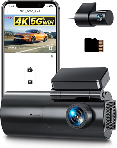 4K Dashcam Voiture Avant Arrière,5GHz WiFi Caméra Embarquée GKU