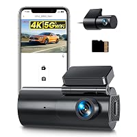 GKU Dash Cam Auto 4K+1080P, 5GHz WiFi Telecamera per Auto con Scheda SD 64G