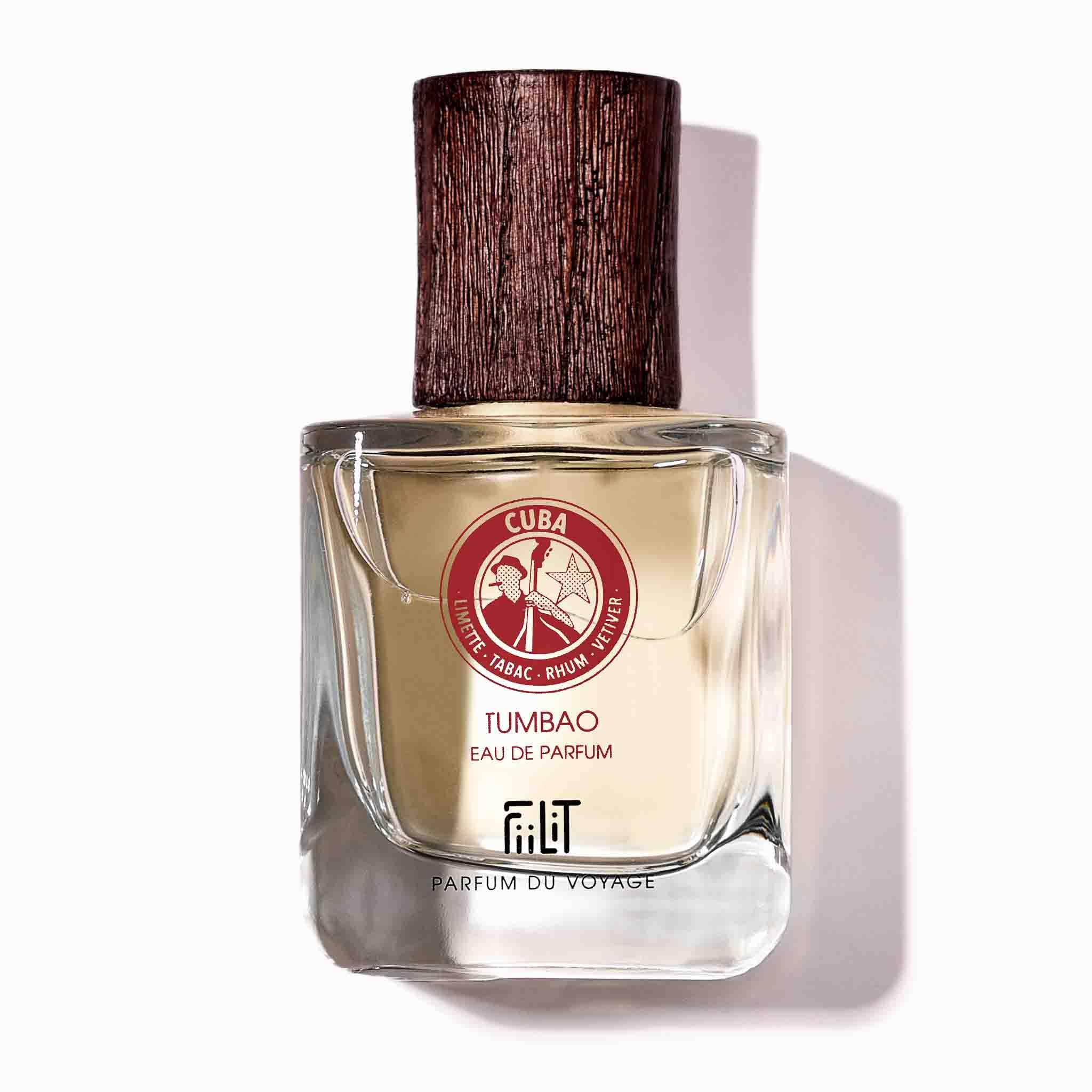 TUMBAO CUBA naturalna woda perfumowana 50 mL - FiiLiT perfumy podróżne - mieszane - Dla kobiet i mężczyzn - Spray wielokrotnego ładowania - Cytryna zielony tytoń Piripiri Vetiver - Pikantne drewno