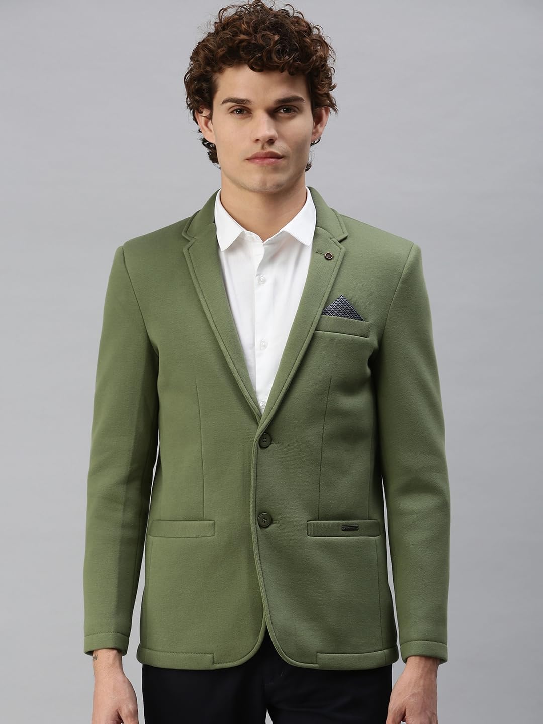Men's Casual Plain Blazers_AR12_Green