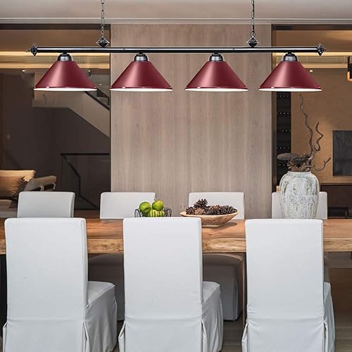 Miniatura 4 de Wellmet Luz de billar  4 lámparas con pantalla de lámpara para mesa de billar de 7 a 8 pies, sala de juegos, cueva de hombre