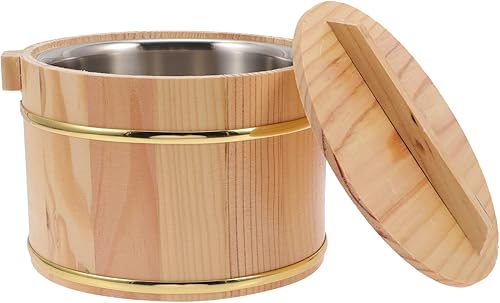 Miniatura 6 de Barril de arroz de madera Cubo de arroz Cocina de madera barril de madera al vapor Sushi Arroz Enfriador Tazón de arroz Cuenco de arroz Tina de