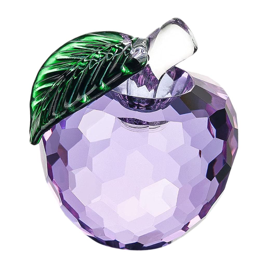 HomeDecTime Crystal Apple Figurines Paperweight,Glass Apple Sculpture,Christmas Apple,Art Glass Craft Gift - Purple