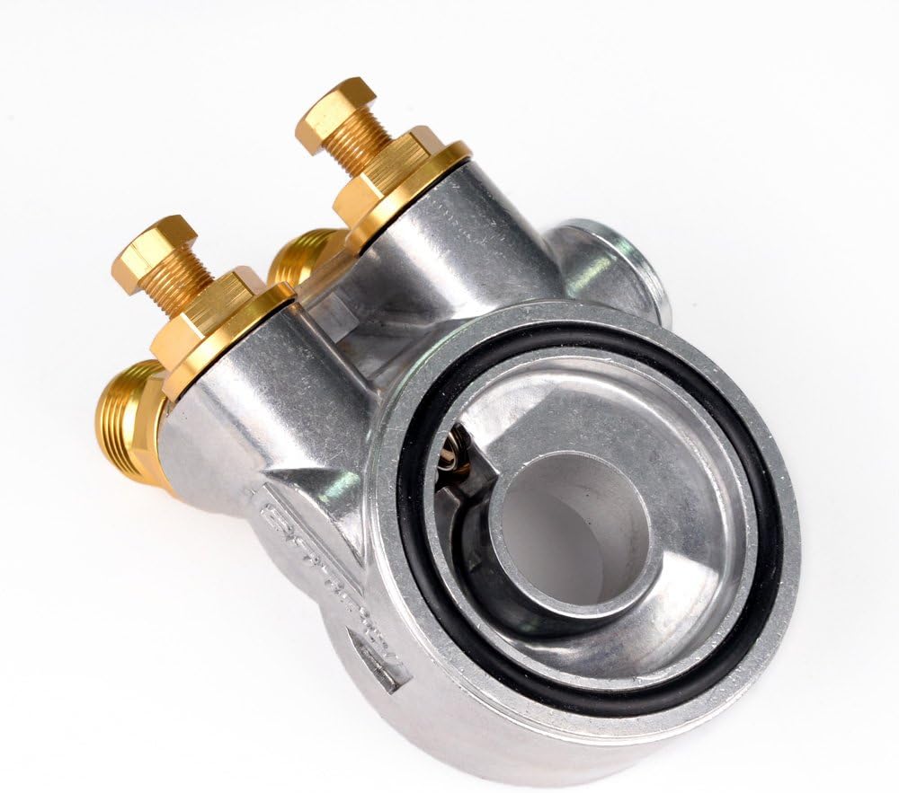 New Full Aluminum Gold Thermostat AN10 Oil Filter Cooler Sandwich Plate Adapter w/80 Deg 176 F 10AN