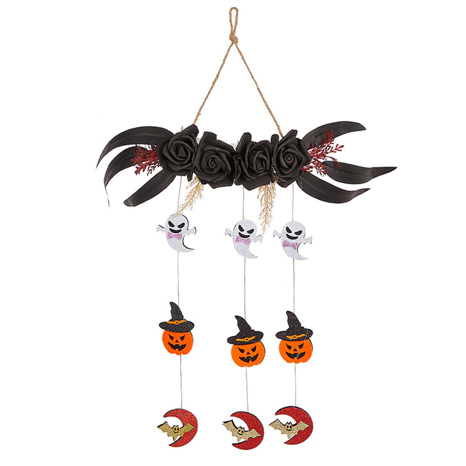 Halloween Pumpkins Rose Flower Pendant Decorative Door Signs for Haunting Festival Celebration Festives Decorations Door Hanging Sign