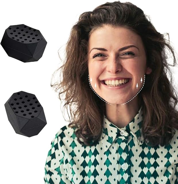 PROVO Jaw Exerciser Jawline Shaper, Jaw Trainer Chew Device for Men & Women, Double Chin Reducer to Improves Chin line and Strengthens Jaw and Exercises Neck Facial Muscles (Black, Pack of 2)
