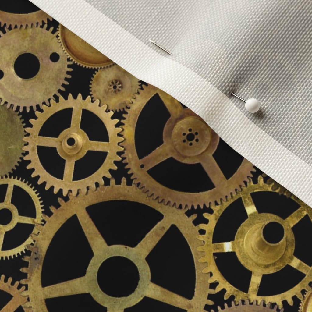 Spoonflower Fabric - Steampunk Gears Black Steam Punk Brass Printed on Upholstery Velvet Fabric Fat Quarter - Upholstery Home Decor Bottomweight Apparel