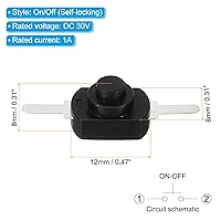Vista 2 de PATIKIL Interruptor de botón de pestillo, 10 piezas de pin recto de encendido/apagado automático DC 30V 1A micro interruptor de control para Negro
