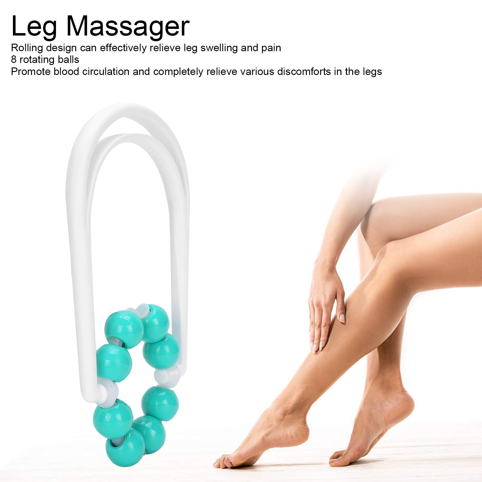 Masajeador de piernas, rodillo muscular de punto de disparo de 360 ​​grados, equipo de ejercicios para aliviar el dolor de yoga en forma de U para aliviar la hinchazón de las piernas
