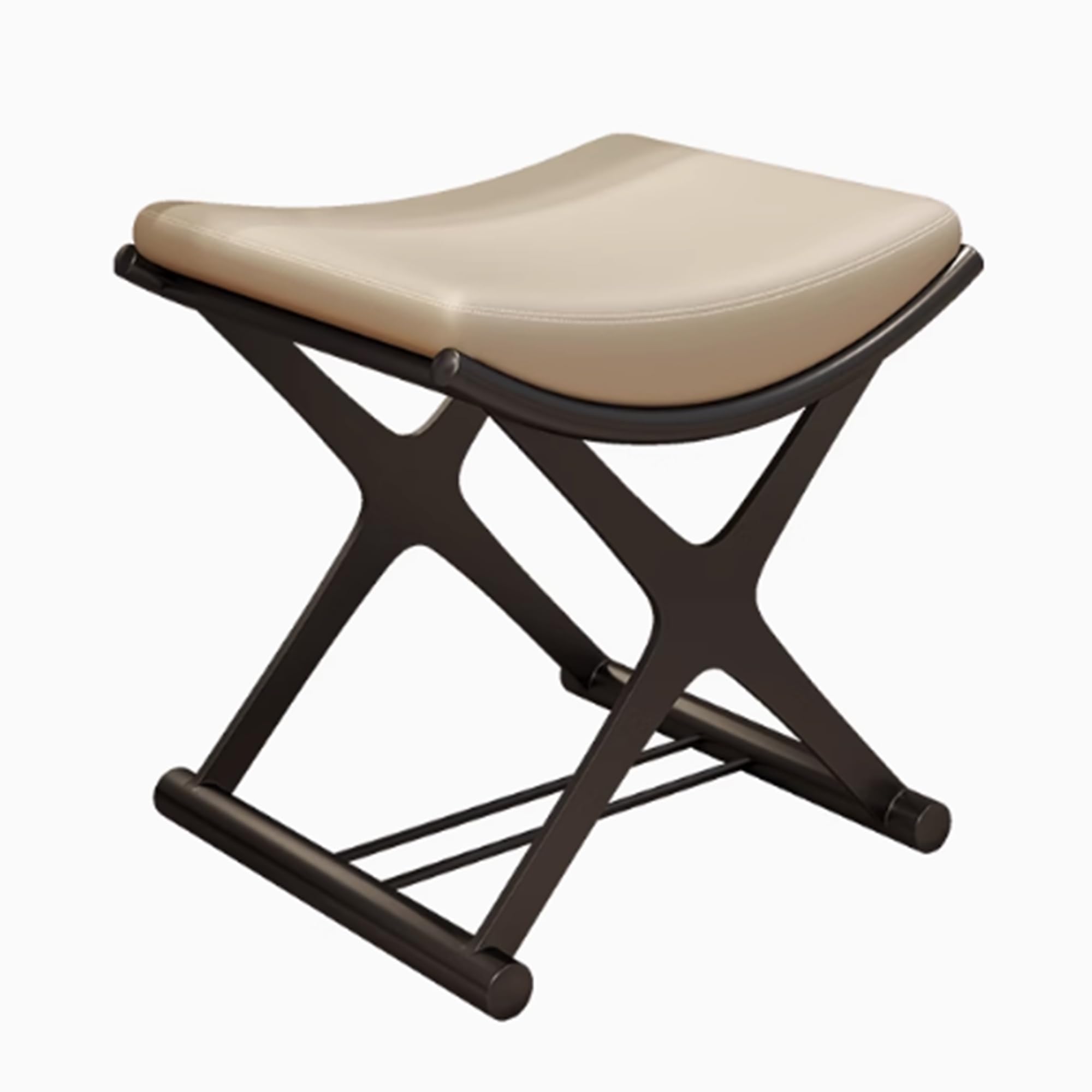 Tabouret de vanité avec jambes métalliques en X pour assise stable