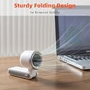 JTP-F1 Handheld Portable Fan, Mini Hand Fan with LED Display, 5 Speed Adjustable Foldable Small Desk Fan, 3600mAh USB Rechargeable Cooling Turbo Fan for Travel/Outdoor/Home/Office (black/white) gallery image