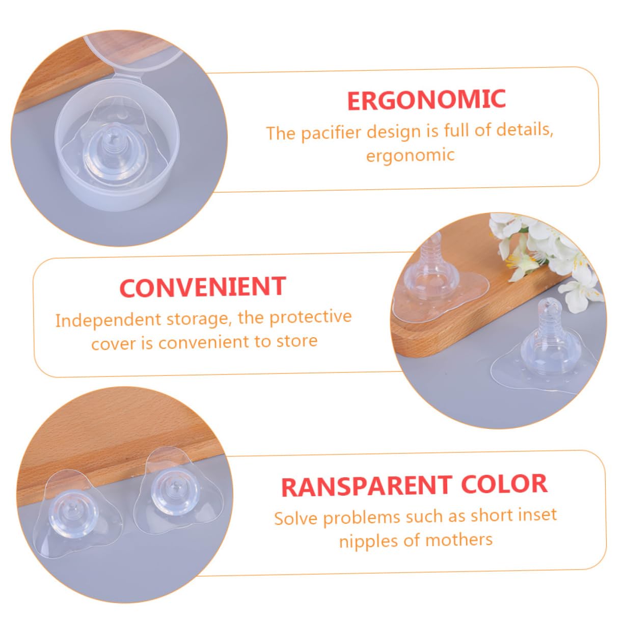 ORFOFE 2Pcs Food Grade Silicone Breastfeeding Shields Lactation Protectors with Ergonomic Design Convenient Storage Case for Easy Carrying and Cleaning for Nursing Mothers