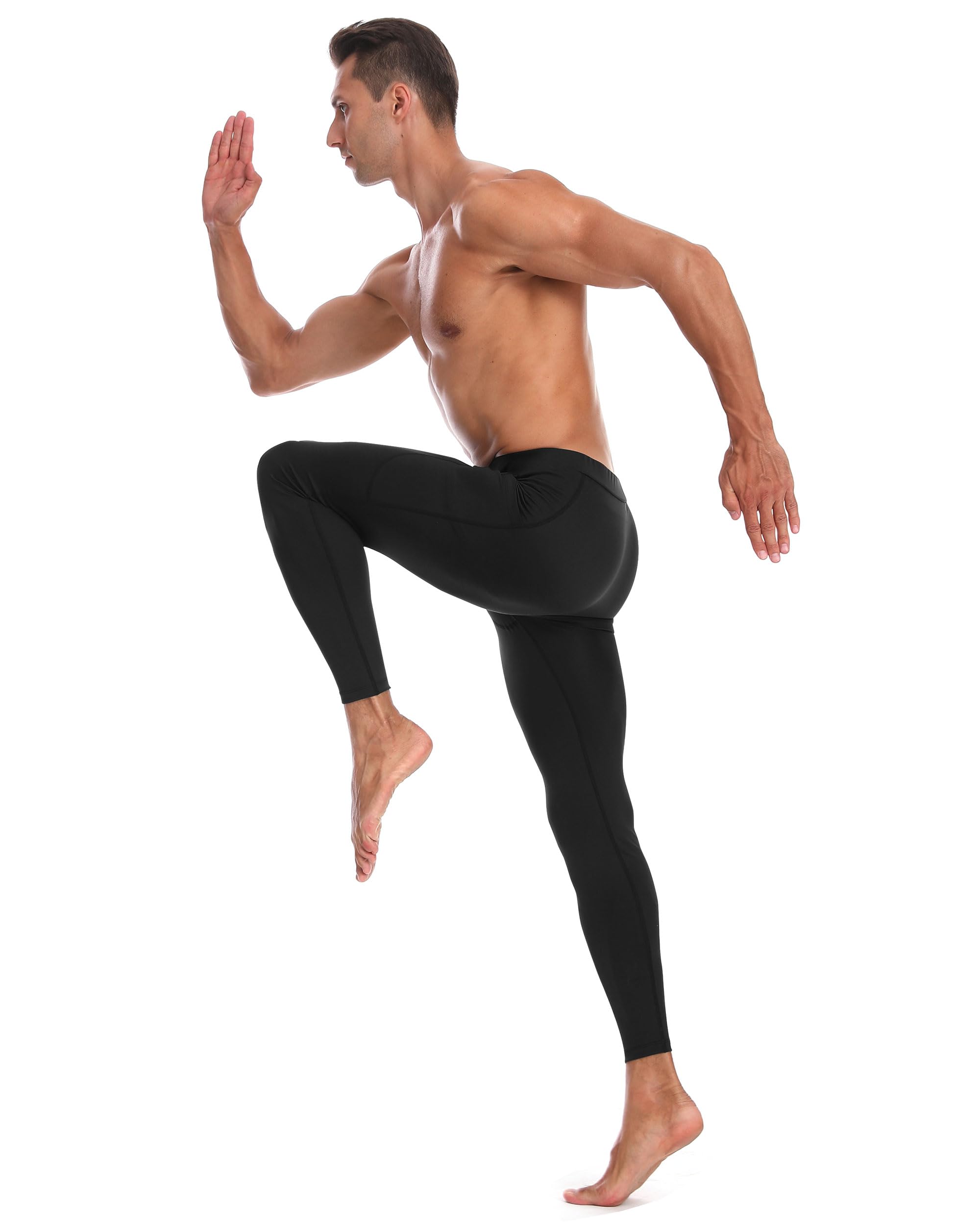 Pantalones de compresión de yoga para hombre, leggings atléticos con bolsillos, para correr, entrenamiento, baloncesto, capa base, mallas de secado rápido