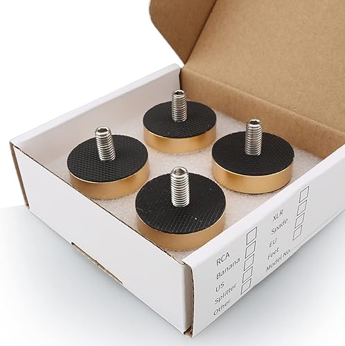 Miniatura 19 de Tertullus 4 piezas de pies de aislamiento de altavoz, almohadillas antivibración con bola de acero inoxidable soporte de altavoz de 1.535 in 0.945