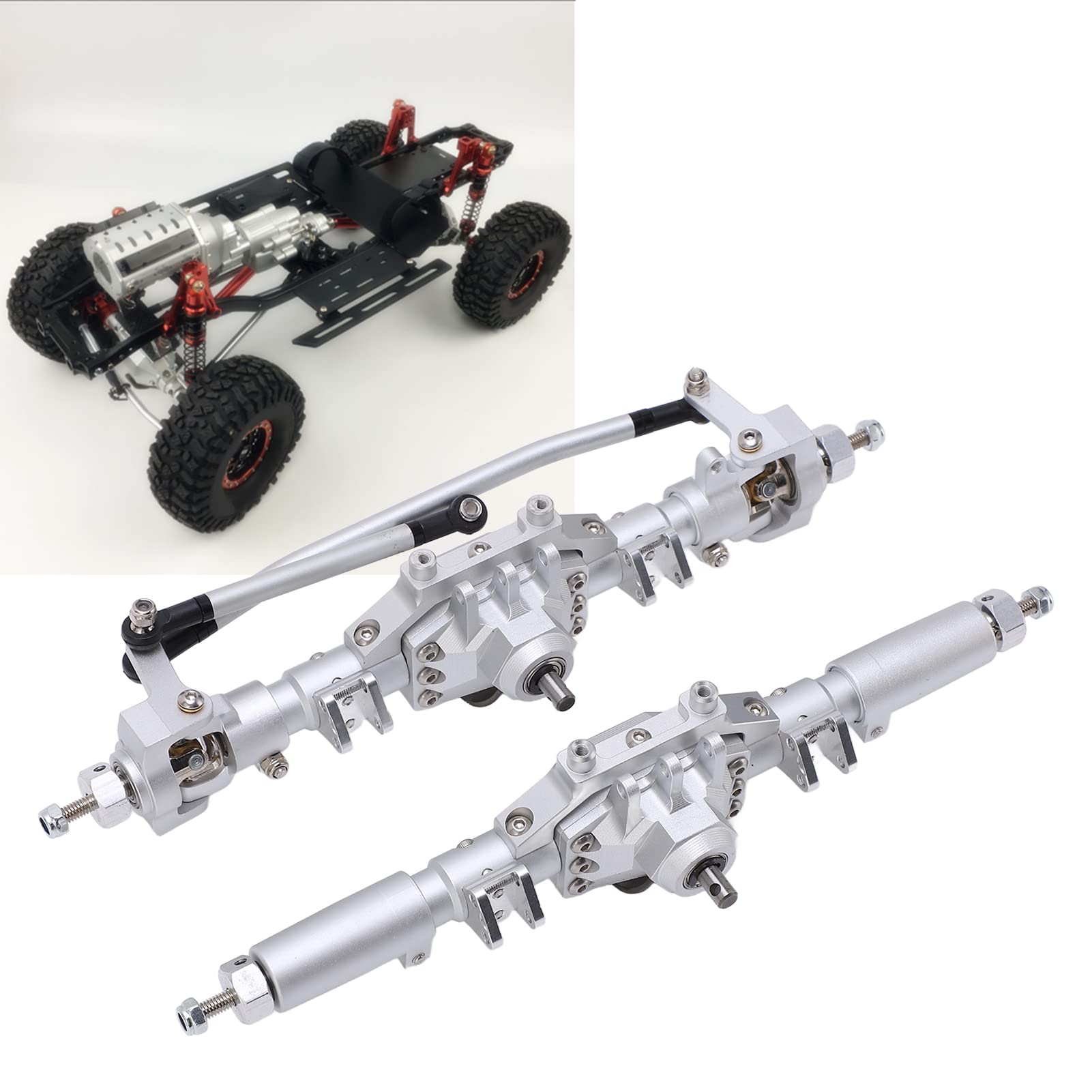 części do modernizacji samochodu RC ze stopu aluminium RC przednia oś tylna ramię napędowe dla Axial SCX10 II 90046 90047 (Silver)