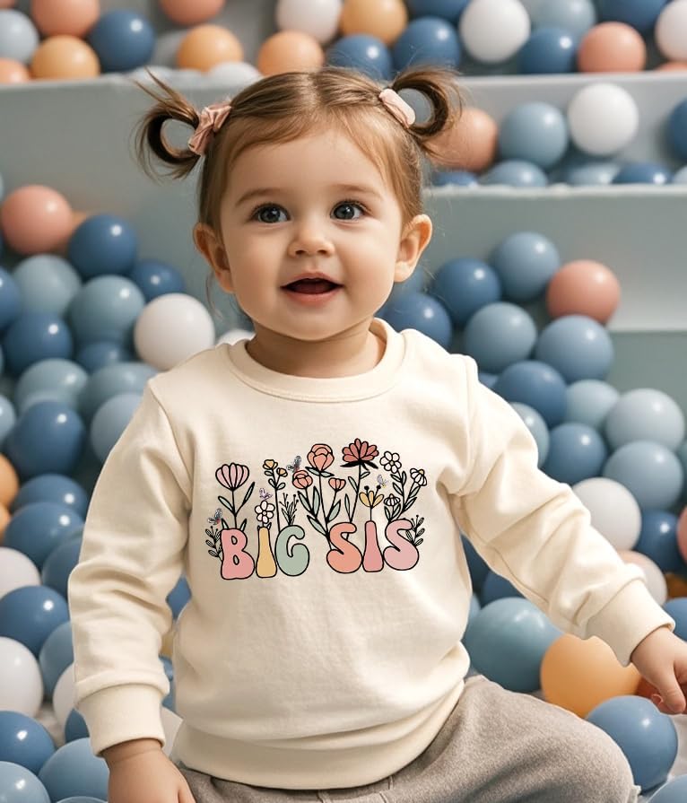 Big Sister Sweatshirt for Toddler Baby Girl Outfits Big Sis Announcement Pullover Gifts 2-7T - Image 3