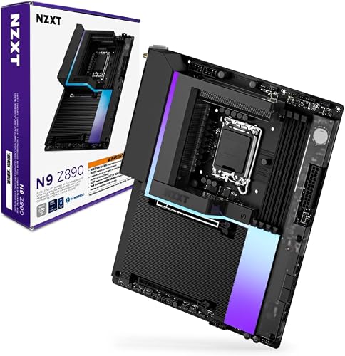 NZXT N9 Z890 - Intel Z890 LGA 1851 ATX Gaming Motherboard for Core Ultra (Series 2) - 20+1+1, DDR5, 5x M.2, PCIe 5.0, Wi-Fi 7, 5GbE, Thunderbolt 4 - RGB, Full-Metal Cover - Black - 9