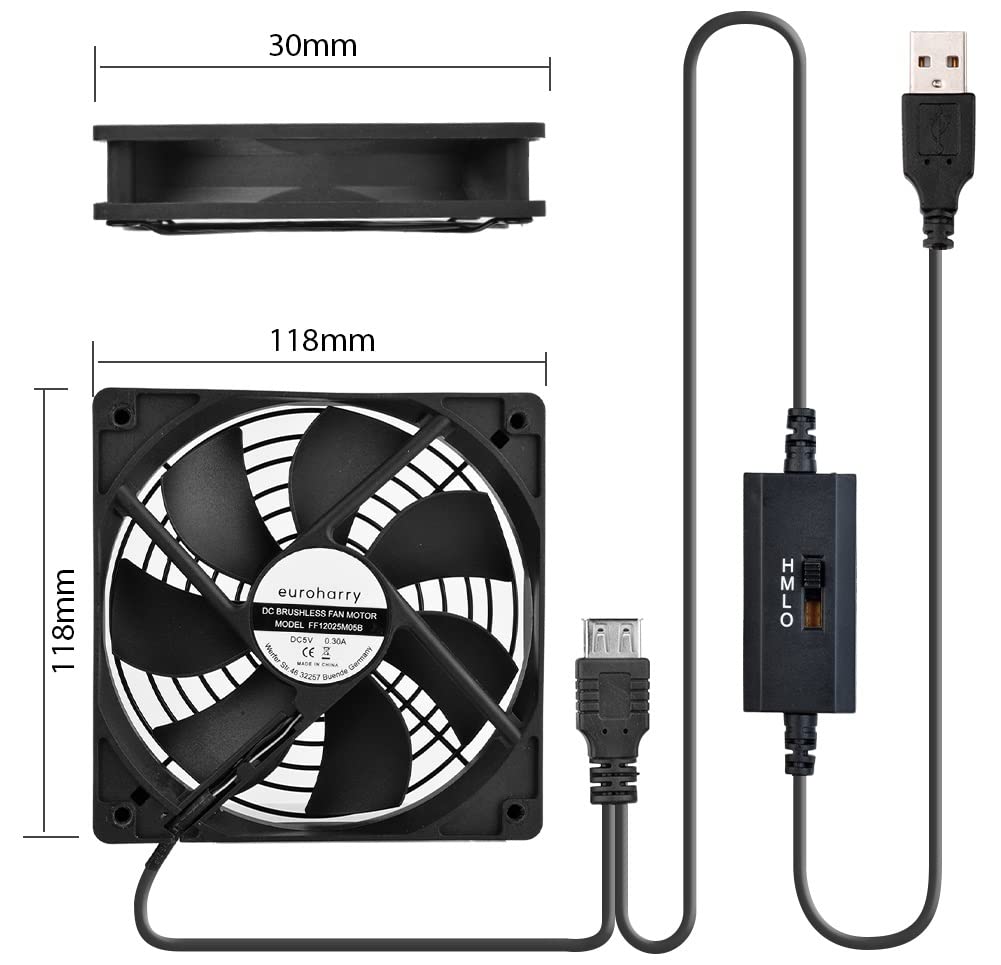 Ventilateur USB 120 Mm Silencieux 3 Vitesses – Mini Ventilateur PC Métal Avec Grille De Protection, Idéal Pour Ordinateur, TV Box, Amplificateur HiFi
