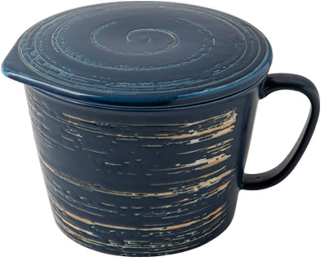 MUXUE Japanische Ramenschüssel Mit Deckel & Löffel – Keramik, 16 Cm, Handgezeichnet