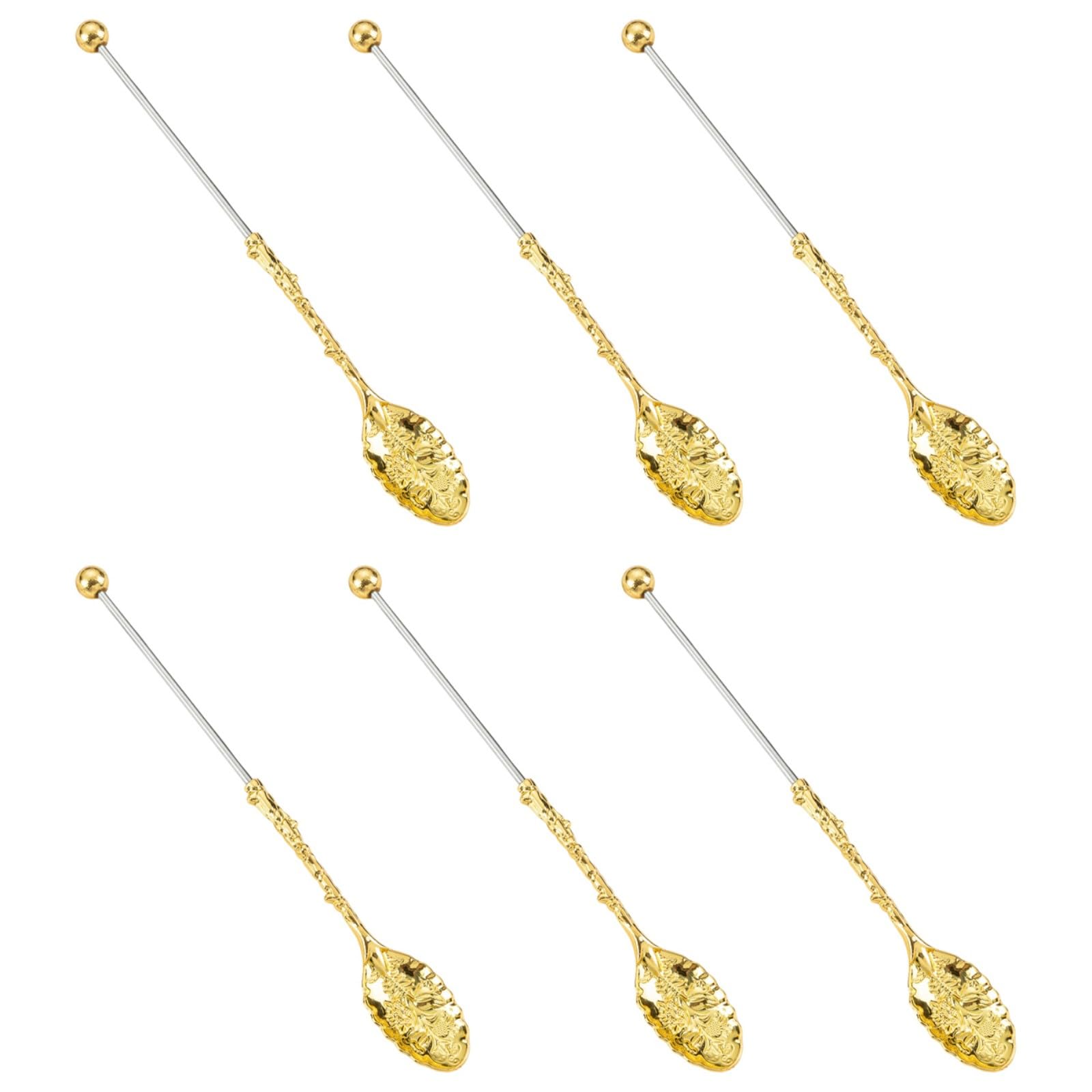 Tsophreniq Sturdy Metal Coffee Spoons Set of 6 Beaded Handle Dishwasher Safe Stirring Utensils for Home and Cafes Sturdy Alloy Coffee Scoops
