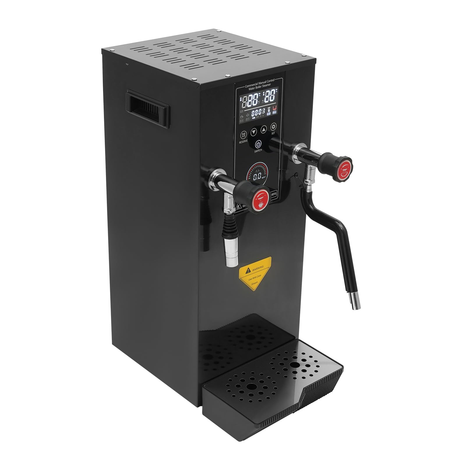 Commercial Water Boiler 3.2Gal 3000W, 304 Stainless Steel - Fast Heating with Digital Timer &amp; LCD, for Coffee Shop, Milk Tea, Restaurant, Bar, 110V (Black)