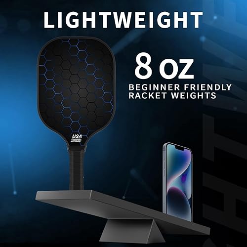 Miniatura 5 de 99.9% T300 Carbon Fiber Lightweight Pickleball Paddles Set of 2 Indoor Outdoor Games Equipment Beginner Intermediate Pro Sports Accessories Gifts