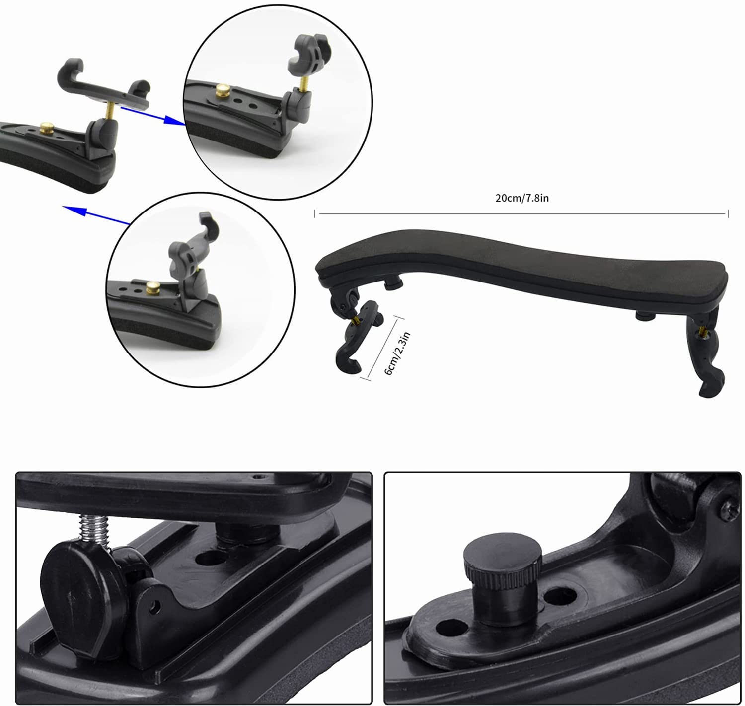 Spalliera Per Violino 3/4 E 4/4 Con Piedini Regolabili - Poggiaspalla Comodo Per Principianti E Professionisti - Foto 5