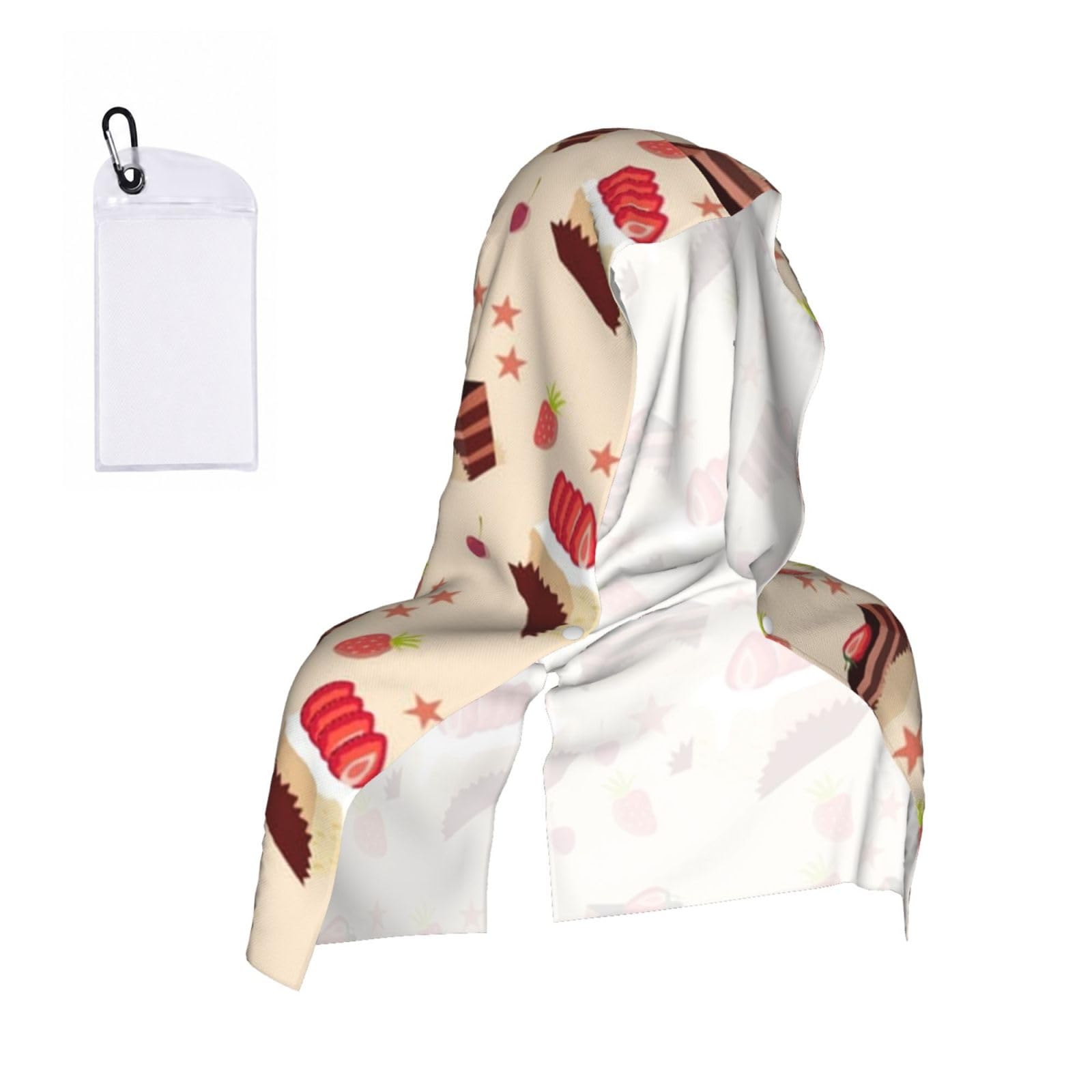 EZDLOWVBA Fruit Cakes Print 2 Pack Cooling Hoodie Towels,Sports Headscarf, Neck Wrap Scarf,Breathable Cooling Towel For Neck And Face, Travel, Swimming, Training