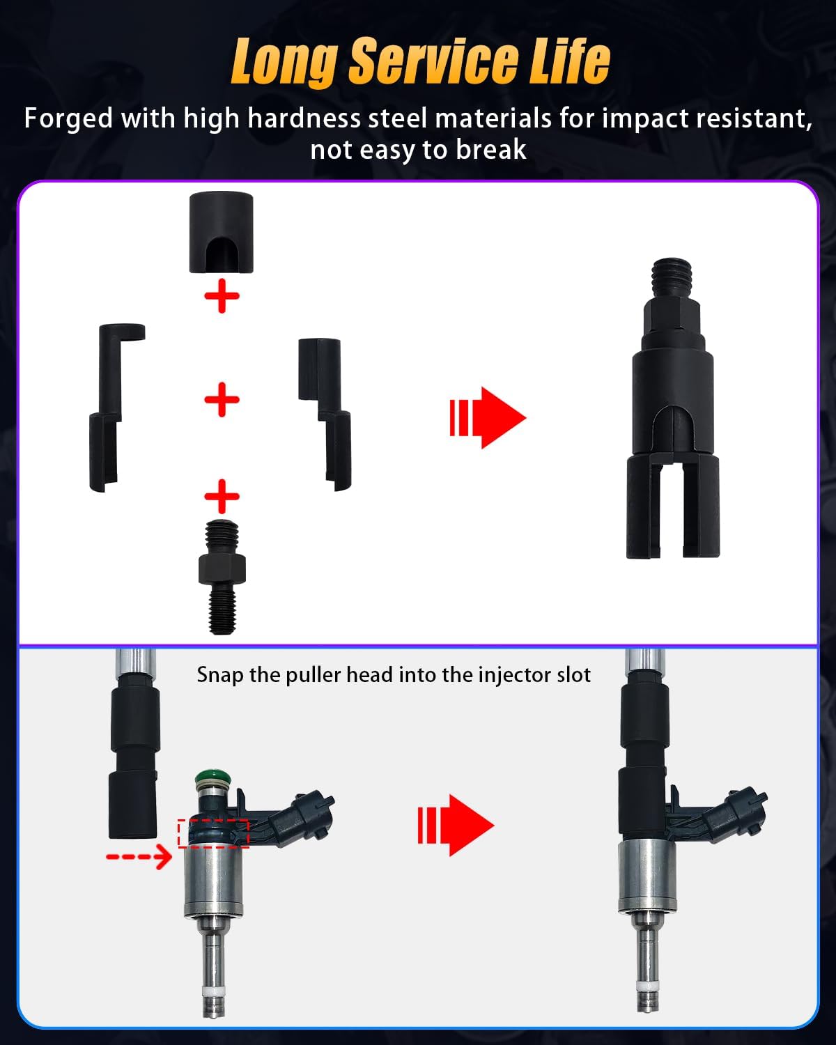 Fuel Injector Puller Removal Tool Kit Compatible with Ford EcoBoost 1.0, 1.5, 1.6, 2.0 2.3 3.5 3.7 GDI Petrol Engines, Slide Hammer Extractor Set with Adjustable Puller Head
