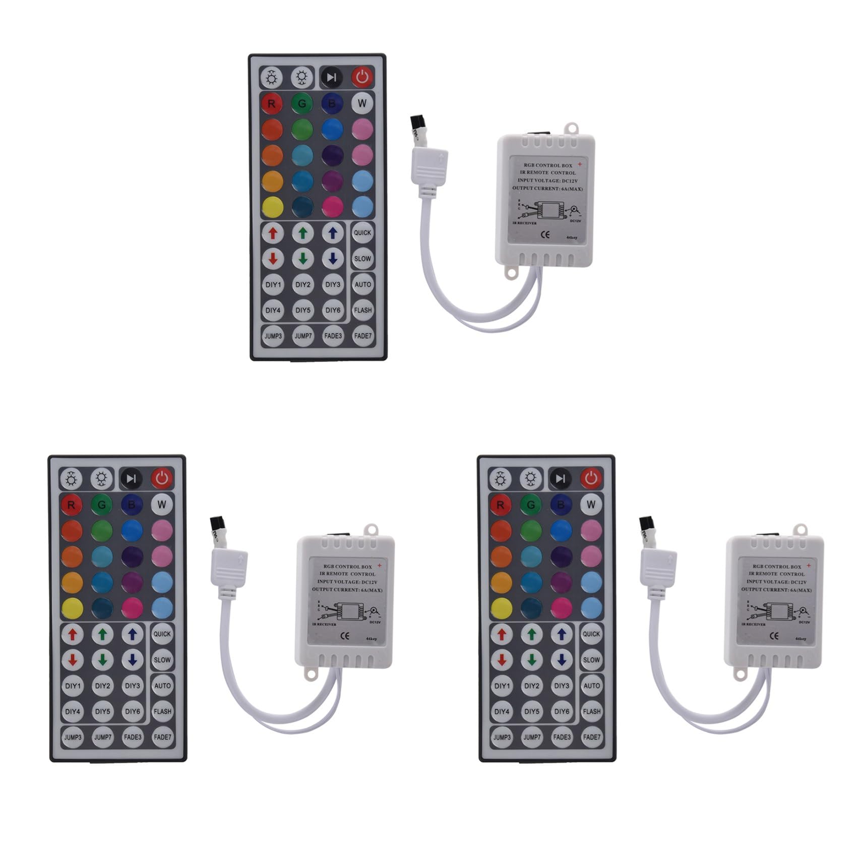 Jnchdghwa 3X 44Key IR Remote Controller for RGB 5050 LED Light Strips