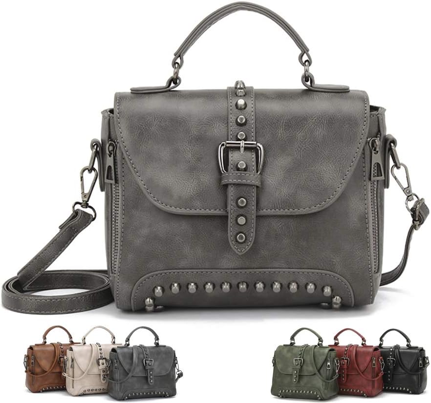 SegaterSegater Women Vintage Rivet Saddle Shoulder Bag Crossbody Bag Sling Bag Satchel