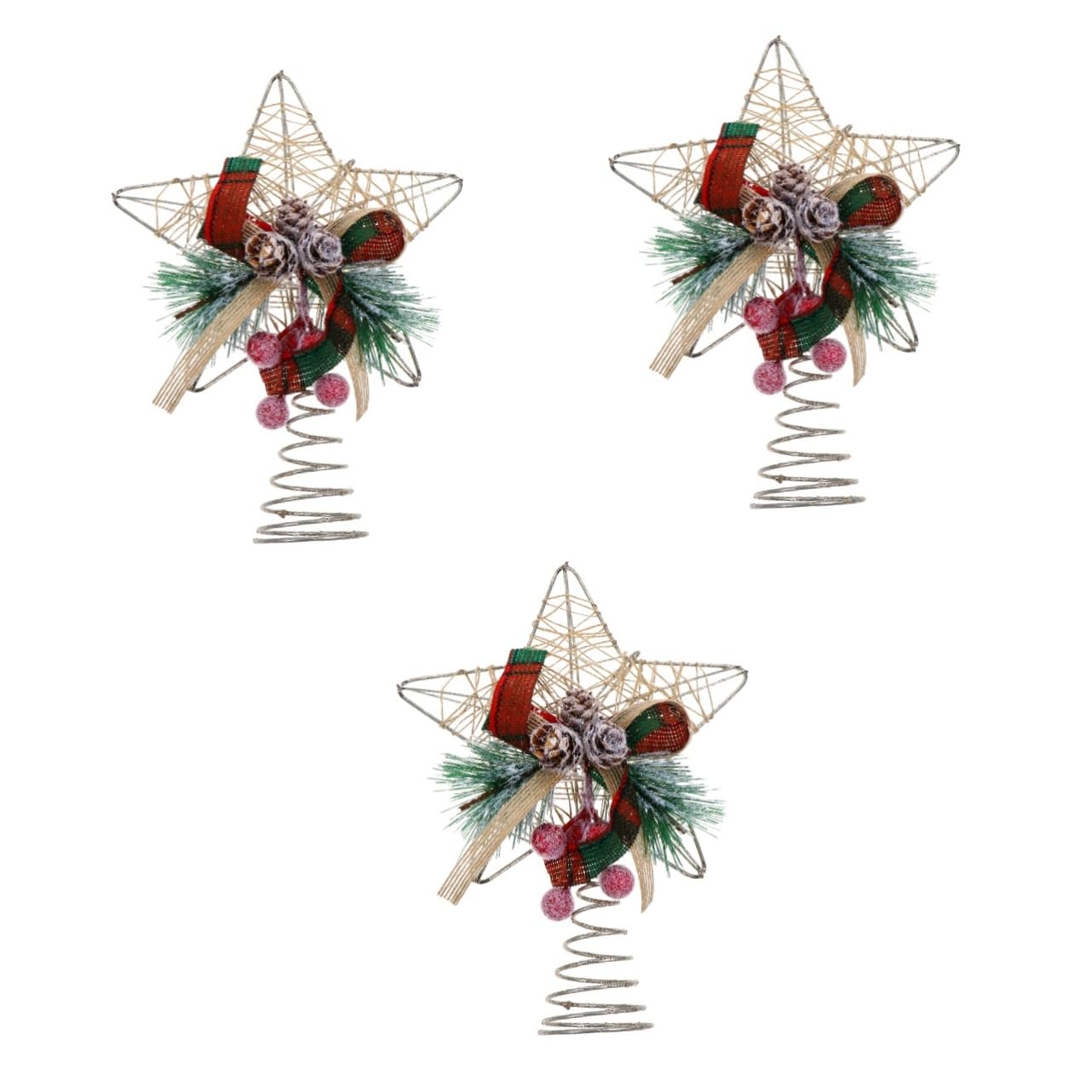 PRETYZOOM 3 Piezas Estrella Superior del árbol de Navidad Pan de Jengibre neón Día Festivo Decoraciones país Exterior Colgantes navideños Xmas Tree Adorno Festivo de Navidad Planchar