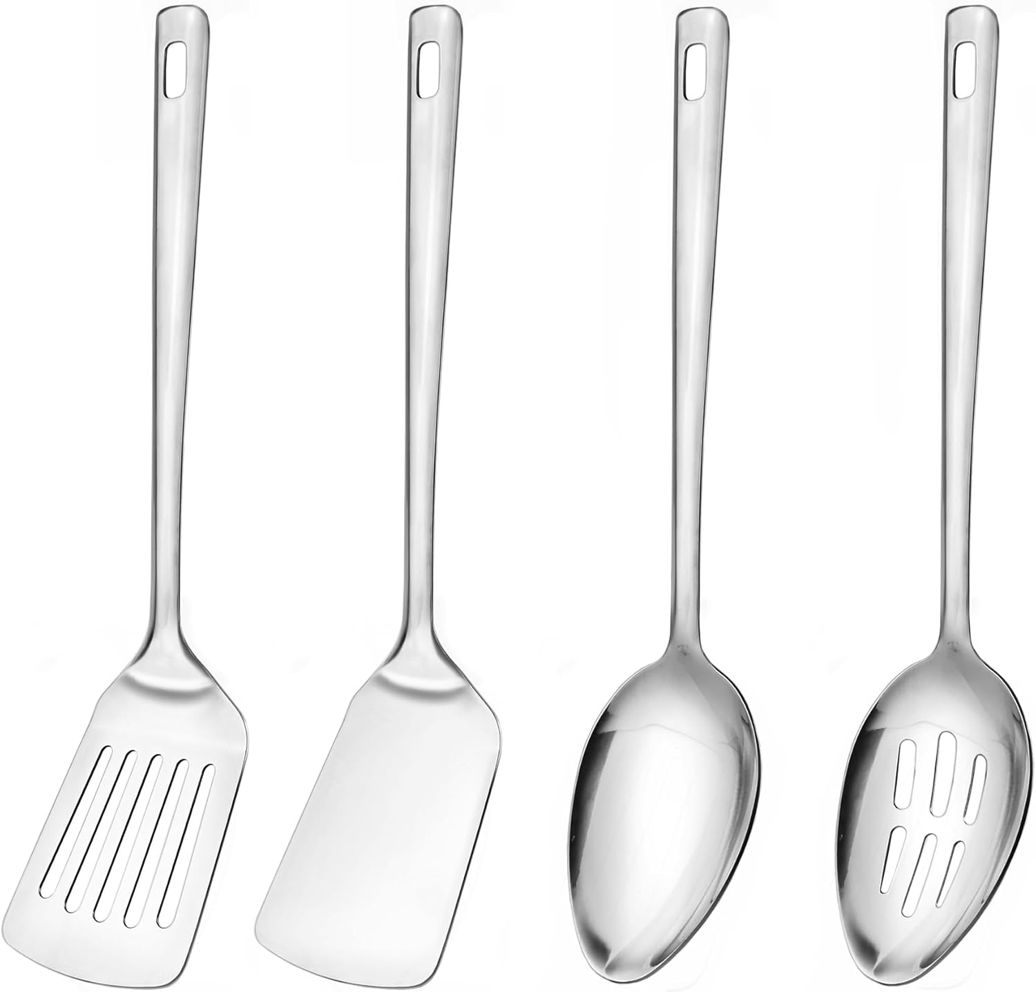 11.5-in Serving Spoons & Spatula Set, 18/0 Stainless Steel Cooking Utensil in Kitchen Buffet Serving Utensils Set, Easy to Clean, for Home Hotel Restaurant