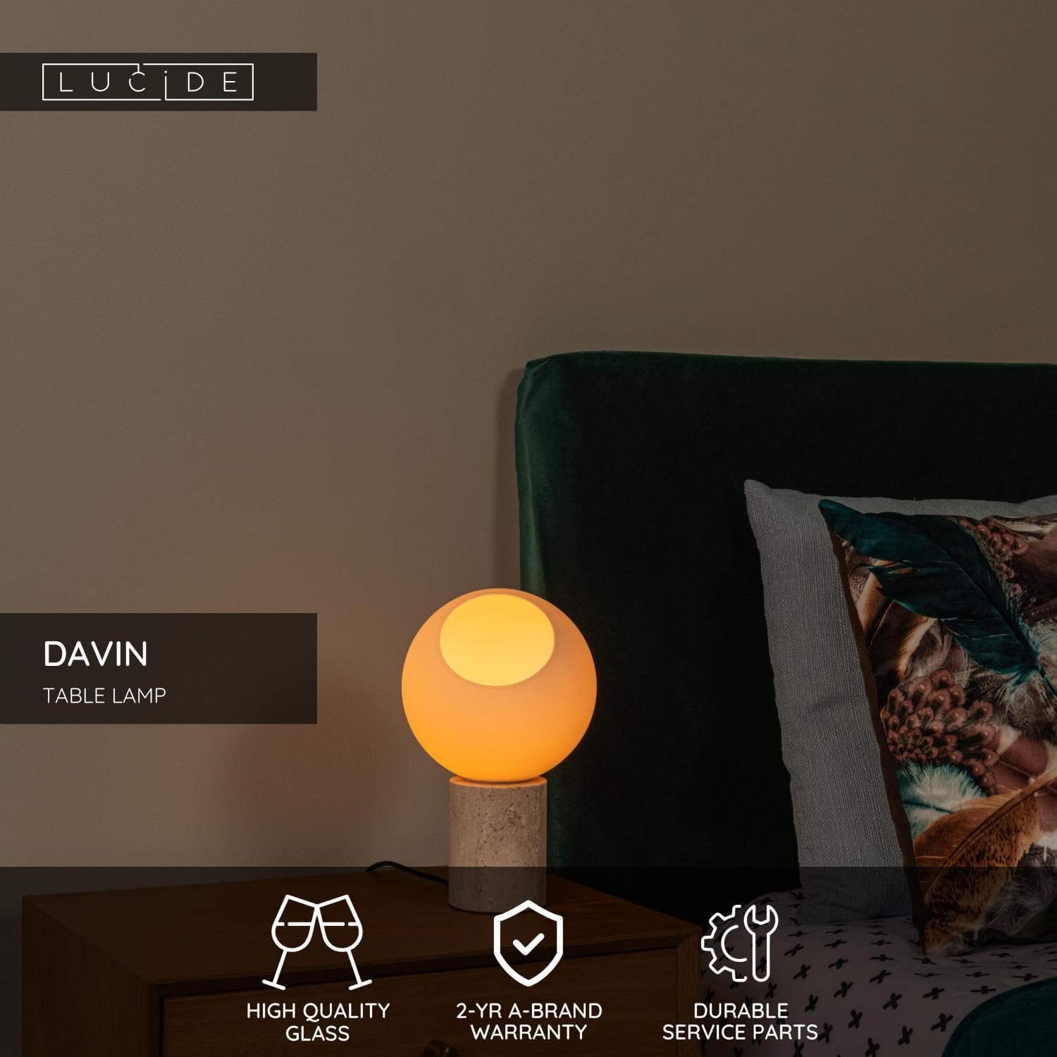 LUCIDE DAVIN - Lámpara de mesa - 1xE27 - Ópalo