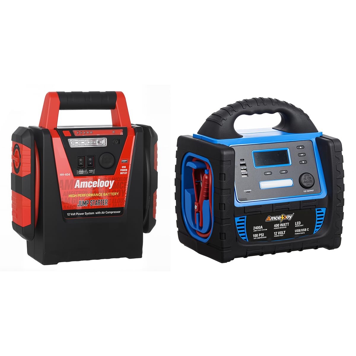 2000A Jump Starter with Air Compressor 2400A Car Battery Jump Starter and Portable Power Station Blue