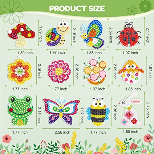 Pp Opount 12 Pcs Diamond Painting Keychains, Diamond Art Keychains, Diamond Painting Kits For Kids And Adults, Diy Diamond Keychains For Spring Summer Decor, Mother's Day Gift #TOP2