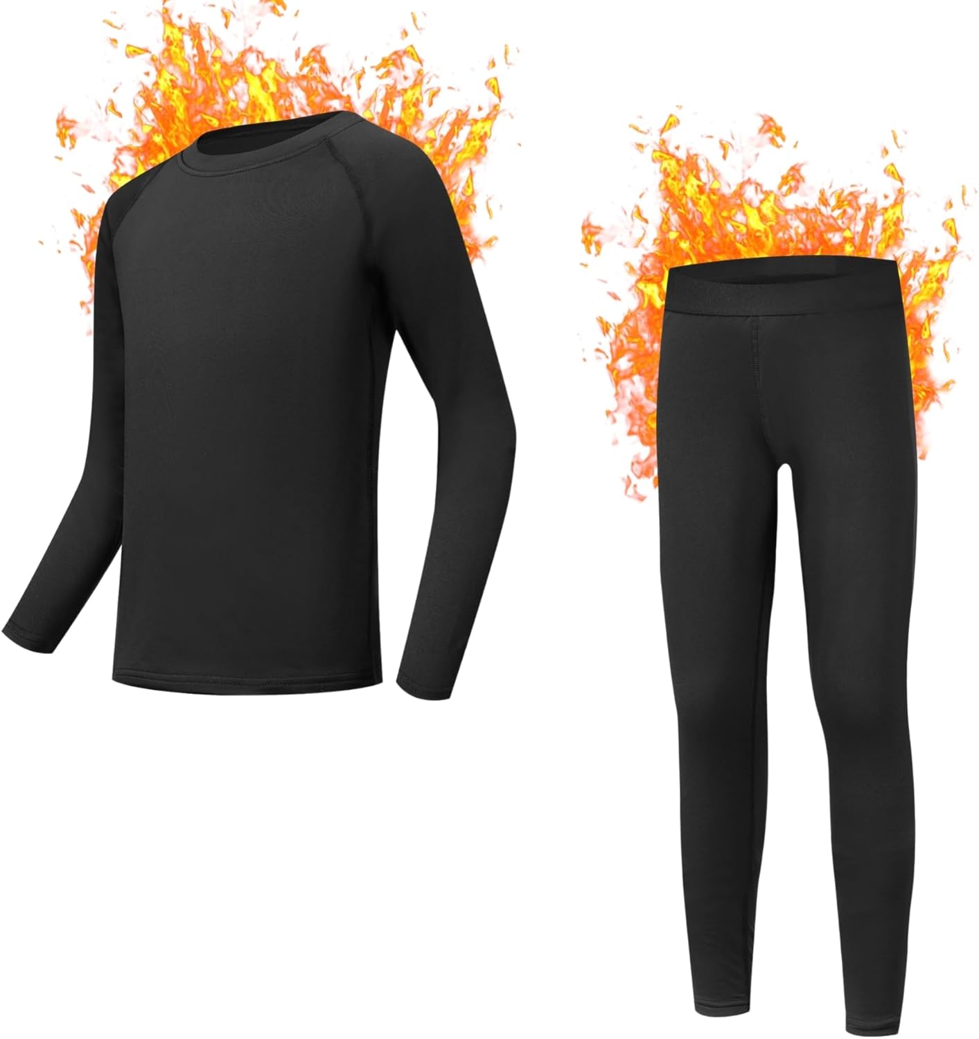 Kids Thermal Base Layer Set Fleece Lined Underwear Top & Pants for Winter Sports,1/2 Pack - Image 6