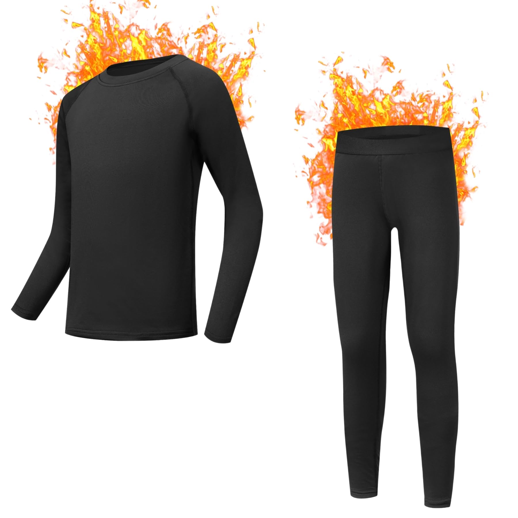 AMZSPORT Ropa Interior Térmica para Niño - Conjunto de Manga Larga, Capa Base para Invierno