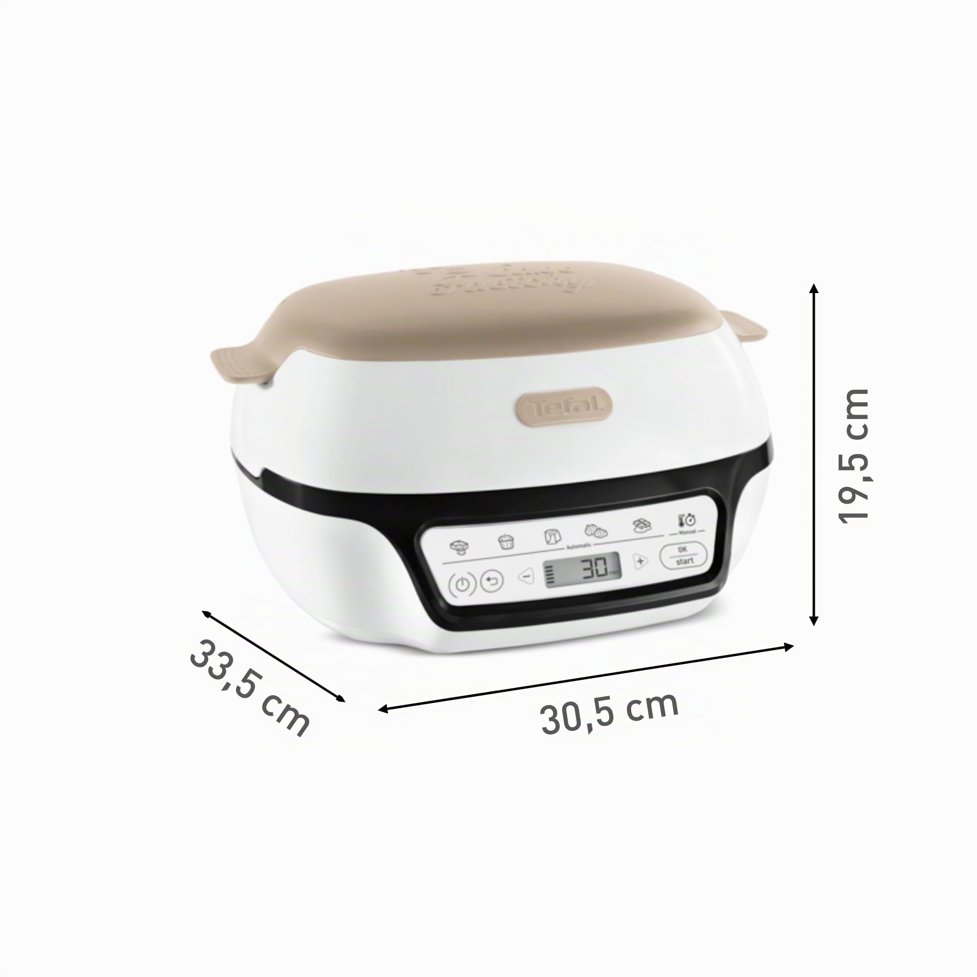 Tefal Intelligente Kuchenmaschine, 5 automatische Programme, ideale Temperatur- und Zeiteinstellung, Antihaftbeschichtete Aluminiumform, 6 Creabake Muffinformen, Cake Factory KD804910