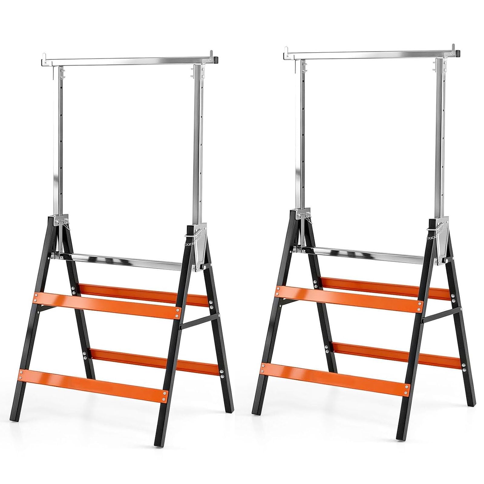 HOMFME Set of 2 Adjustable Telescopic Builders Trestle (Orange)