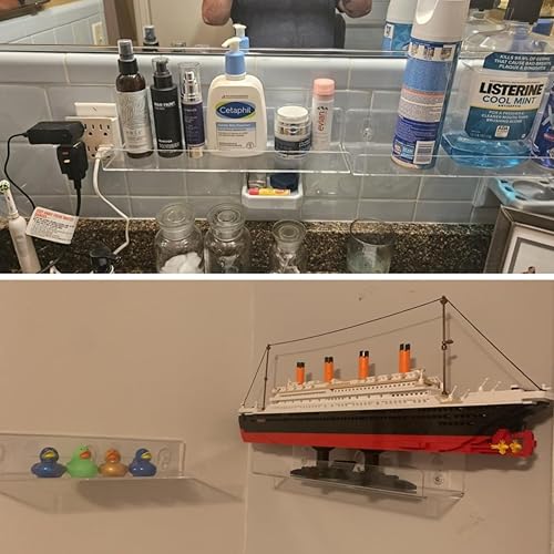 Miniatura 4 de JiePai Estantería de pared flotante de acrílico de 15 pulgadas estante de almacenamiento para niños estante de especias invisible organizador de