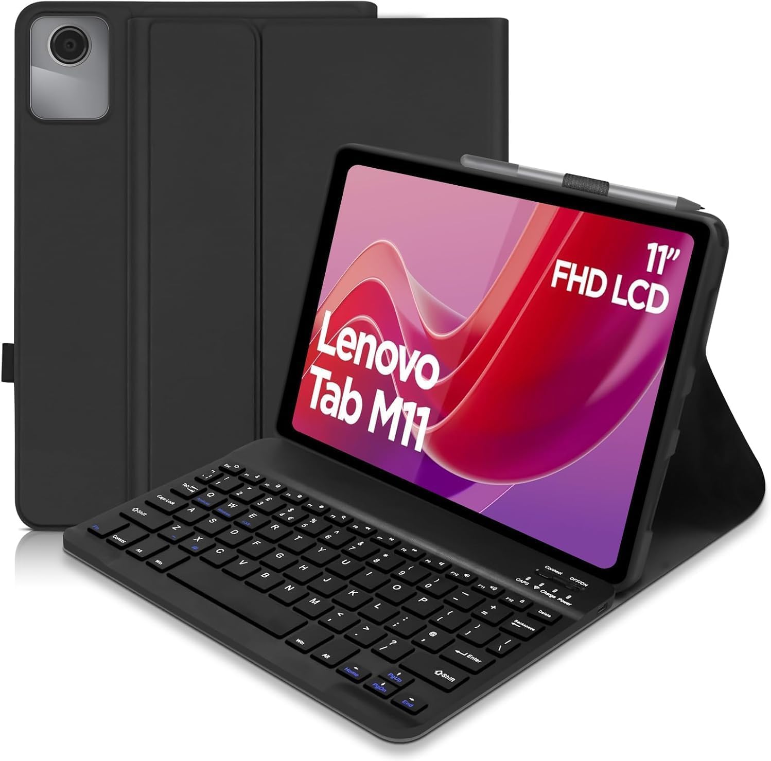 Funda Teclado para Lenovo Tab M11 2024 11 Pulgadas, Bluetooth Español Ñ Teclado, Funda Protectora para Extraíble con Portalápices para Lenovo Tab M11 Tablet 11" (Negro)