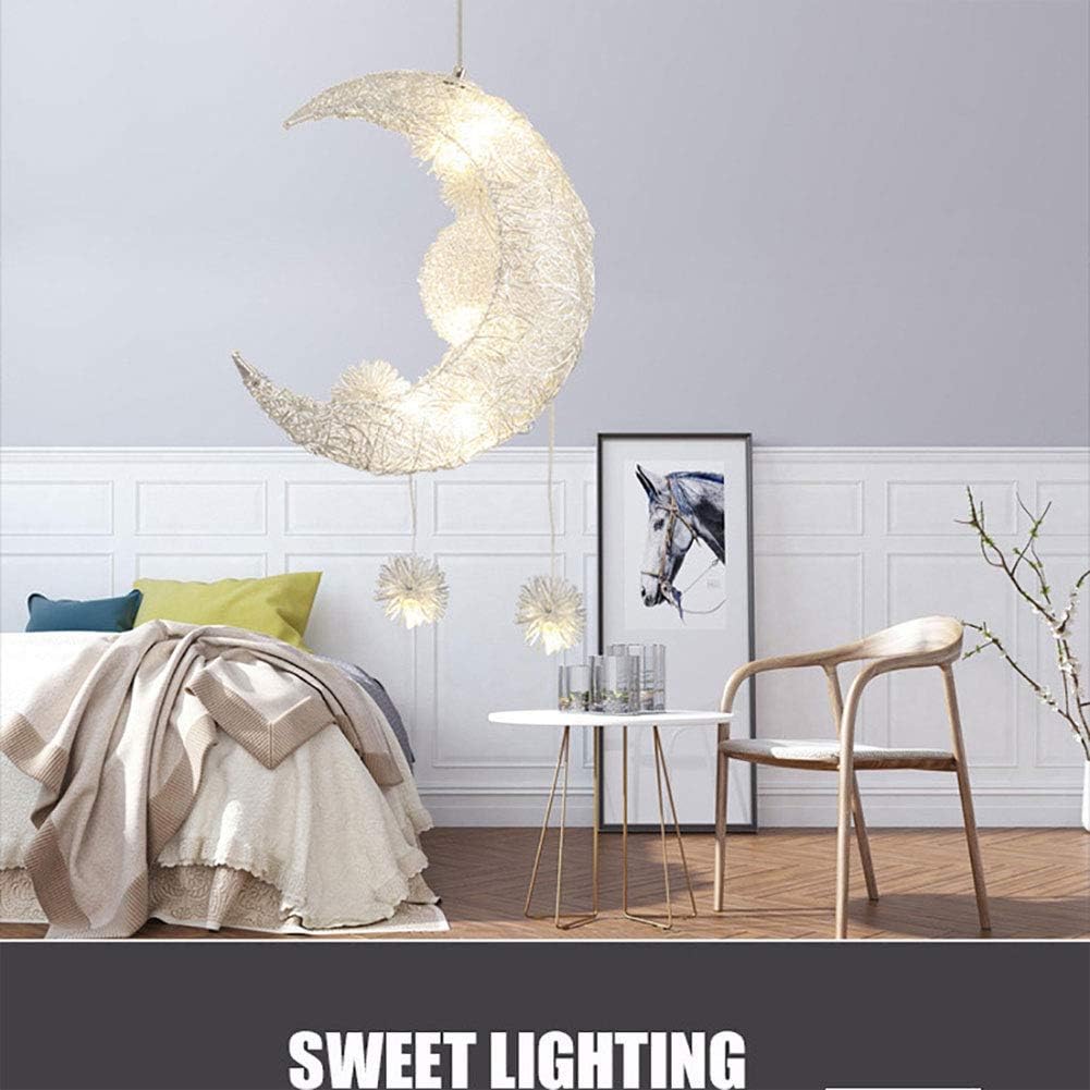Creative Moon and Stars Fairy Led Pendant Lamp Nursery Light Shade, Chaner Ceiling Kids, for Bedroom Children Lighting Decoration [Energy Class A+],Warm White