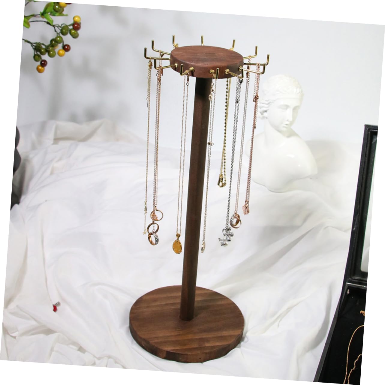 UKCOCO Schmuckständer aus Holz mit Haken für Halsketten und Ohrringe Schmuckorganizer für Tisch Filigraner Schmuckaufbewahrungständer