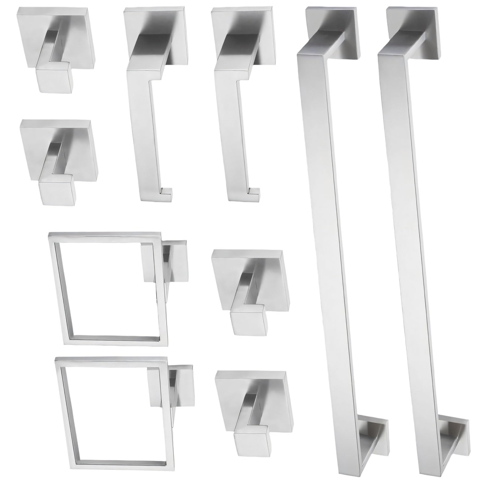 Elnwnnkc Silver 10Pc Rustproof Bathroom Hardware Collection Featuring Matching Towel Racks And Holders Multi Functional Towel Track