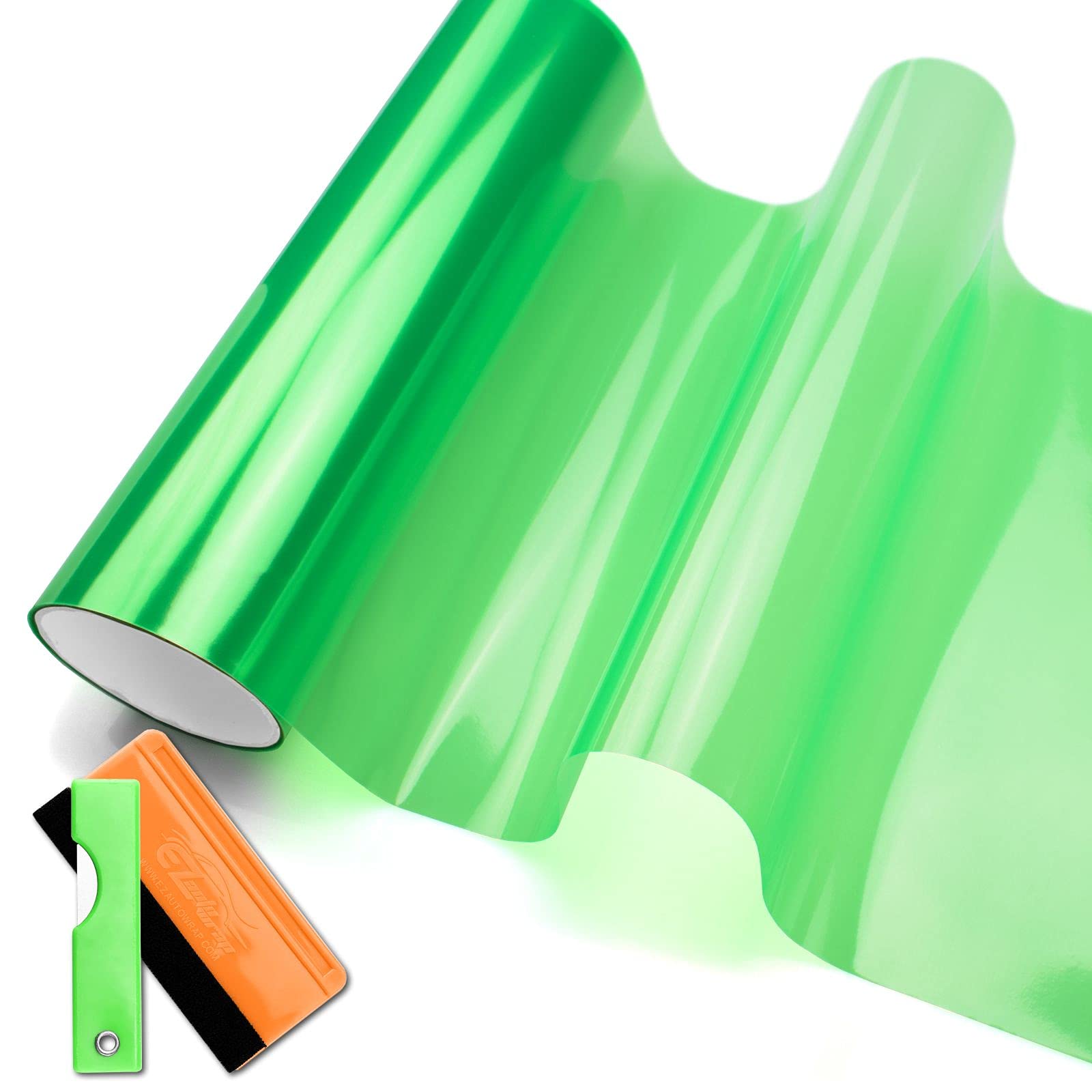 Headlights, Tail Lights, Fog Lights Tint Vinyl Film, Self Adhesive (Small 12''X48'', JDM Green)