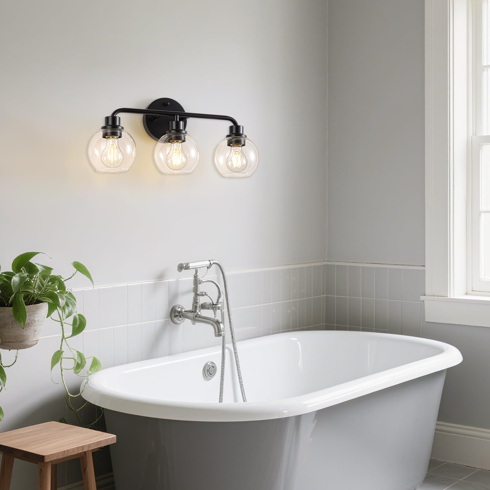 Black 3-Light Vanity Wall Sconce - Up/Down Rotating LED Bathroom Light, 21.26", 4000K Natural White, Non-Dimmable