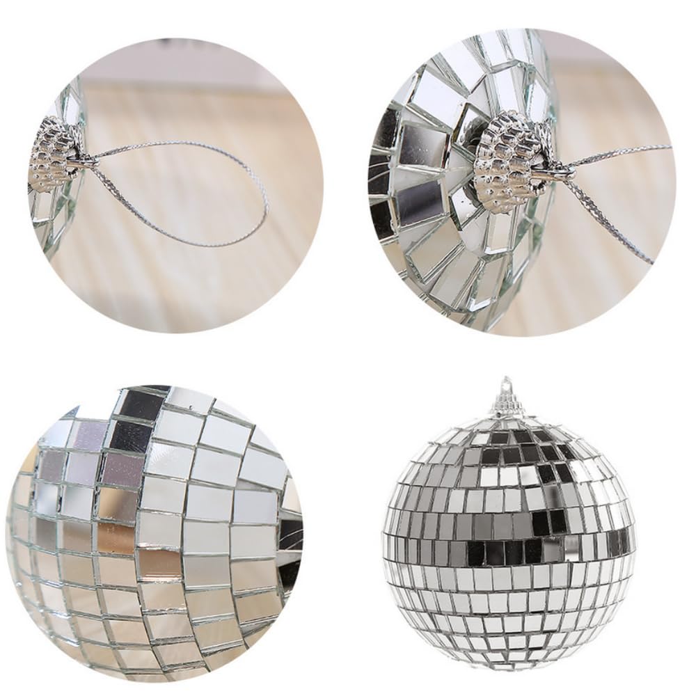 12PCS Disco Ball Cake Decoration Ornaments 2 Inch Mirror Disco Ball Decorations 70s Disco Themed Party Decoration Christmas Tree Decoration (2in)