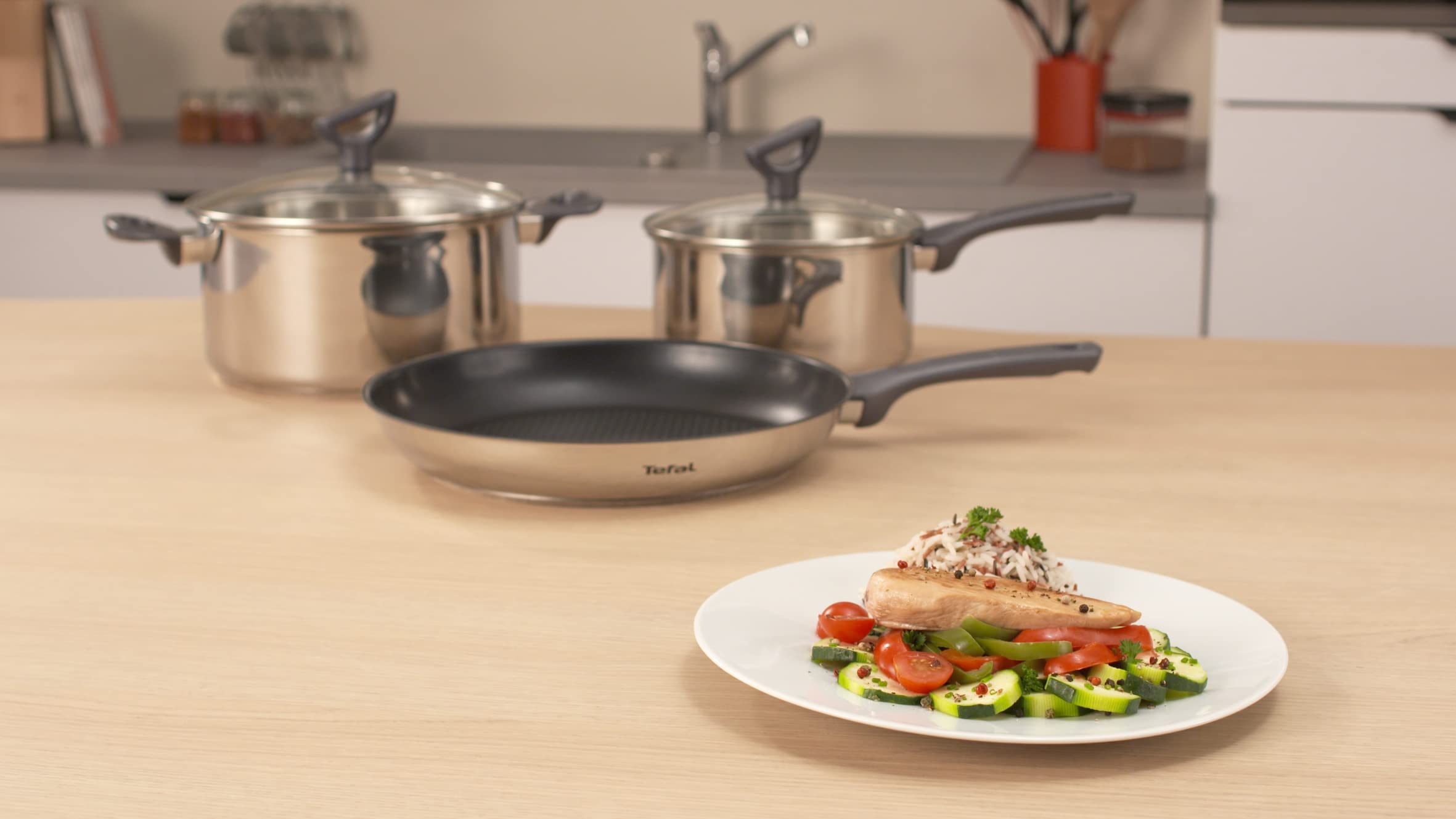 Tefal G7130614 Dailycook Poêle 28 cm Tous Feux dont Induction, Acier Inoxydable, Inox, 28 cm, 47, 5 x 29, 4 x 7, 8 cm
